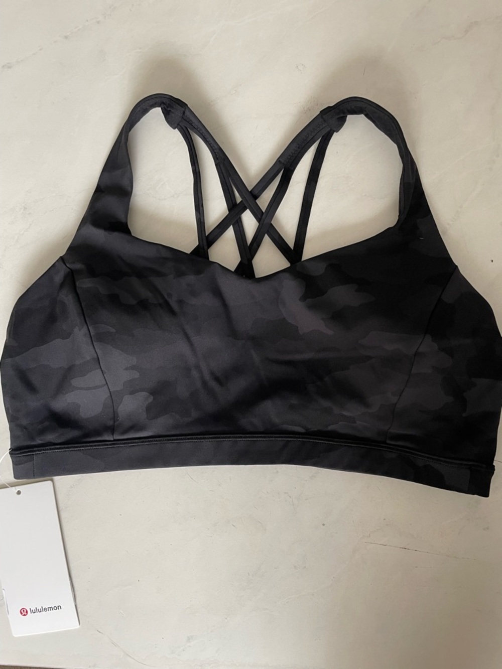 lululemon athletica Black Camo Crisscross Sports Bra